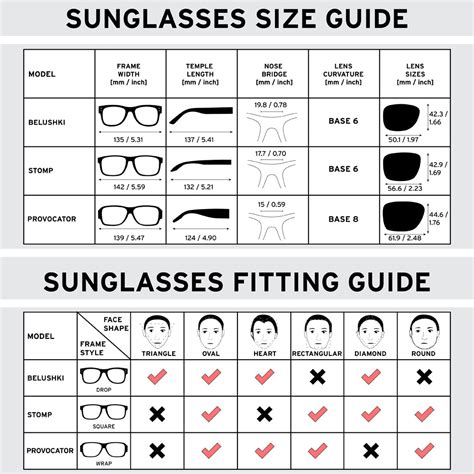 sunglasses size guide